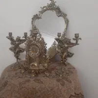 اینه و شمعدان و ساعت برنز اصل