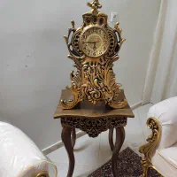 ساعت رومیزی چوب ورق طلا