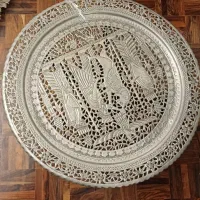 سینی مسی قلمکاری پایه چوبی|کلکسیون اشیاء عتیقه|تهران, دروس|دیوار