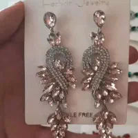 گوشواره مجلسی نگین صورتی