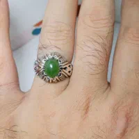 انگشتر نقره یشم طبیعی