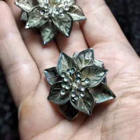 یک جفت گل سینه عطیقه قاجاری