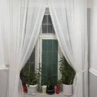 پرده حریر حاشیه دوزی