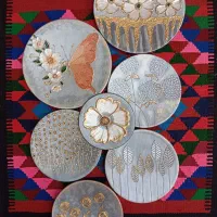 ست طلایی طوسی سفالی
