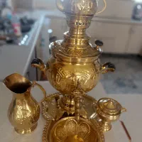 سماور زغالی پنج تیکه برنج|کلکسیون اشیاء عتیقه|قیدار, |دیوار