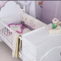 تخت خواب کودک صورتی با تشک