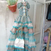 فروش لباس مجلسی پفی انگلیسی با کیف