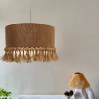 لوستر و آباژور دستساز با رافیا سبک بوهو و طبیعی|لوستر و چراغ آویز|کرج, مهرویلا شمالی|دیوار