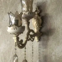 لوستر شش شاخه (۱۲شعله ) و دو عدد دیوار کوب|لوستر و چراغ آویز|کرج, کوی زنبق|دیوار