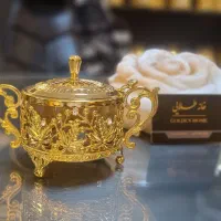 قندان قاشق دار اماراتی وارداتی گُلد دسته دار دُبی|ظروف سرو و پذیرایی|مشهد, امام رضا (ع)|دیوار