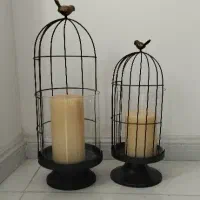 جاشمعی/شمعدان فلزی پرنده + دو عدد شمع