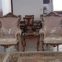 سرویس مبل نه نفره با میز ناهارخوری ده نفره چوب راش|مبلمان خانگی و میز عسلی|تفرش, |دیوار
