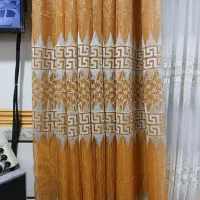 فروش پرده حریر رنگ خردلی|پرده، رانر، رومیزی|خرمشهر, |دیوار