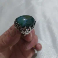 انگشتر عقیق سبز خراسان نقره و رکاب دور اشکی|جواهرات|آستانه اشرفیه, |دیوار