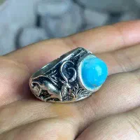 انگشتر فیروزه عجمی نیشابوری مغز سنگ