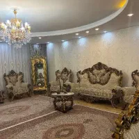 مبلمان استیل با بوفه ساعت و پرده