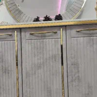 آینه و کنسول رنگ طوسی|بوفه، ویترین، کنسول|رامند, |دیوار