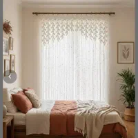 پرده مکرومه رویش|پرده، رانر، رومیزی|تهران, گلاب دره|دیوار