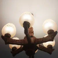 لوستر چوبی ۶ شعله|لوستر و چراغ آویز|آمل, |دیوار