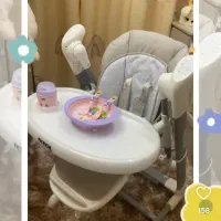 صندلی غذا و تاب برقی برند فیکشن رنگ کرمی|تخت و صندلی بچه|ری, شهرری|دیوار