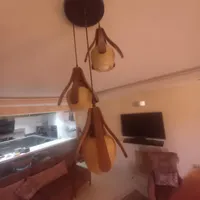 لوستر و آباژور چوبی طرح گل|لوستر و چراغ آویز|کرمان, |دیوار