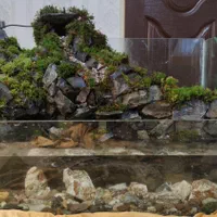 آکواریوم با طرح صخره و آبشار