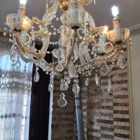 2 عدد لوستر کریستالی بدنه برنج اصلی