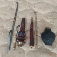 قلیون قدیمی چوب سرخ باددستهای برنجی