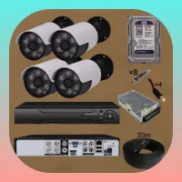 پک کامل دوربین مداربسته با هارد 500GB /لوازم جانبی