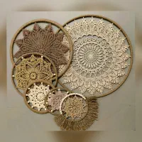 دیوارکوب دست بافت ماندالا سبک بوهو مجموعه۶تایی