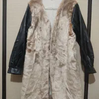 پالتو خز دستهاش چرمه تمیز|لباس|میانه, |دیوار