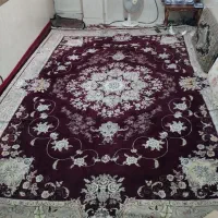 یک جفت فرش 12متری ماشینی  گل  برجسته کاملا سالم