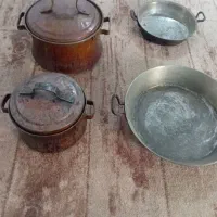 دوعدد قابلمه مس قدیم دوعدد ماهیتابه مسی قدیمی|کلکسیون اشیاء عتیقه|اهواز, پردیس|دیوار