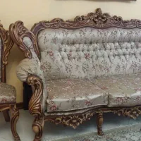 مبل سلطنتی ۹ نه نفره چوب راش روسی پارچه ترک اصل