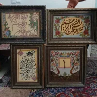 ۴عدد تابلوفرش دستبافت دست باف گل ابریشم با قاب نو