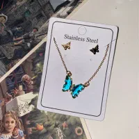 ست پروانه ای سوارسکی ، گردنبند،دستبند و انگشتر