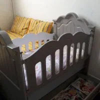 تخت کنار مادر ننویی بهمراه تشک فنری