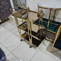 میز بار پذیرایی چرخ دار فلزی استیل مدل گندم|بوفه، ویترین، کنسول|آفتاب, |دیوار