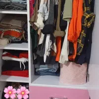 کمد لباسی کاملا چوب رنگ سفید صورتی