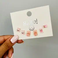 گوشواره ۳ جفتی رنگی رنگی