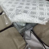 میز ناهارخوری ۴نفره .میز شیشه ای .صندلی فلزی