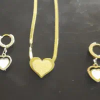 گردنبند و گوشواره قلبی استیل