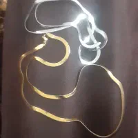 دو عدد زنجیر استیل رنگ سابت نقری و تلای