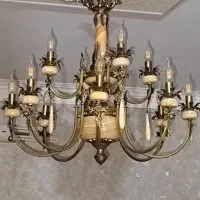 لوستر تمام برنج وسنگ طبیعی مرمر اصل