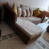 مبل ال خارجی ترند مینمال برند تمام چوب حصیری بامبو