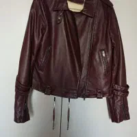 کت چرم رنگ عنابی درحدنو سایز۴۲