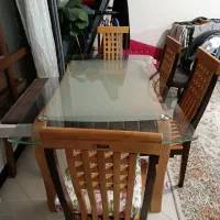 میز و صندلی چهار نفره با نیمکت ۲نفره