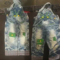 دوعددشلوار جین دوبنده پیشبندار