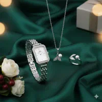 ست زنانه ساعت و گردنبند و انگشتر مدل مروارید