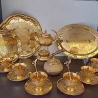 سرویس چایخوری مدل نگینی برنجی وارداتی